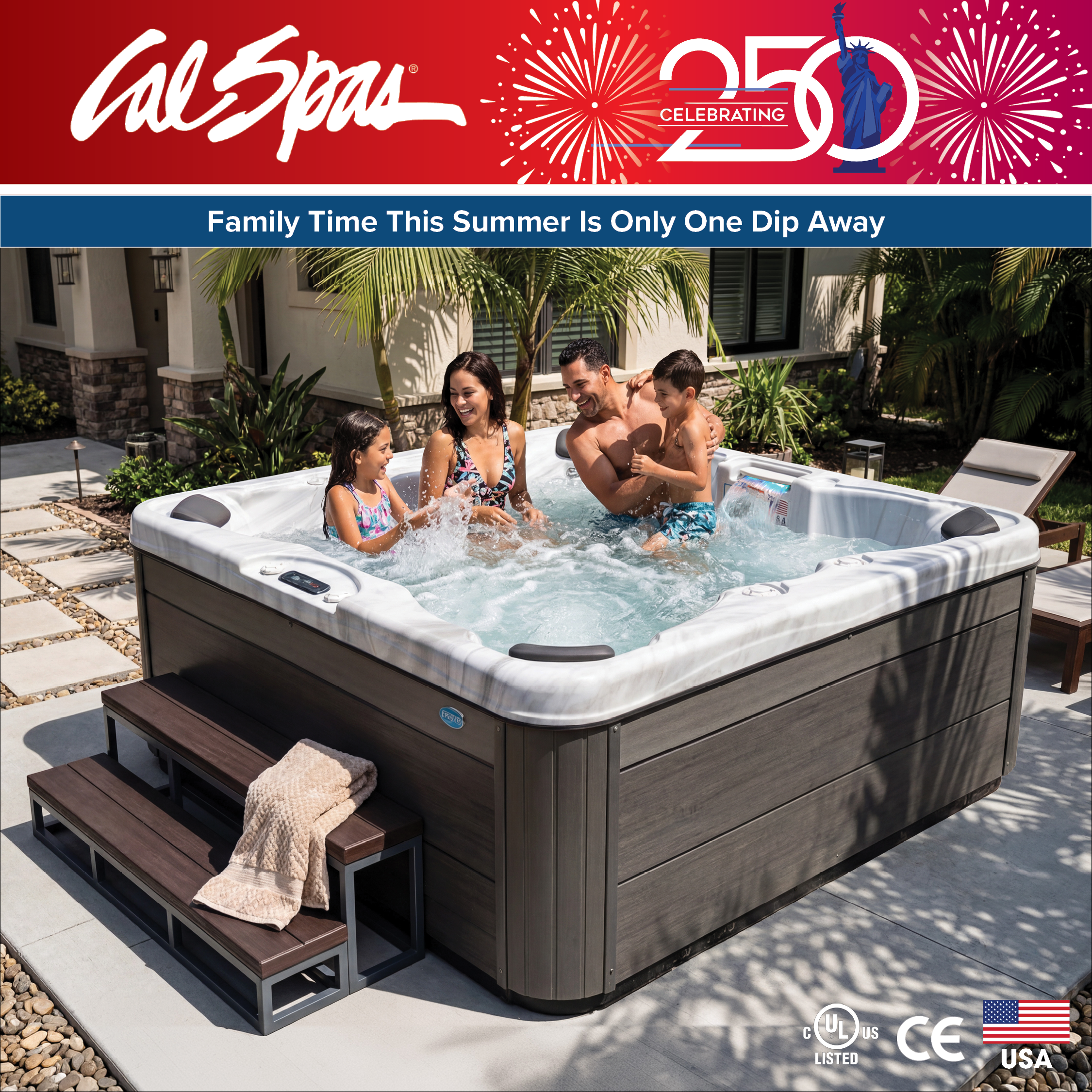 Calspas hot tub being used in a family setting - Tacoma